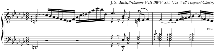 from Bach, Preludium VIII BWV 853 from The Well-Tempered Clavier