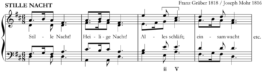 This harmonisation of 'Silent Night' (Franz Grüber) includes an imperfect cadence to end the 3rd phrase