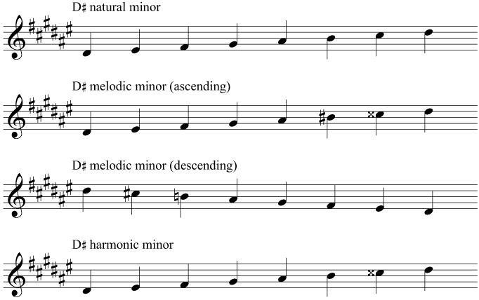 The key signature and scales of D sharp minor