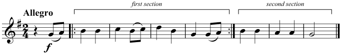 Repeat the first section before playing the second section