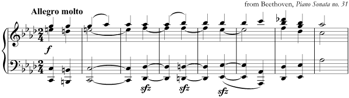 Syncopation in Beethoven's 'Piano Sonata no. 31'