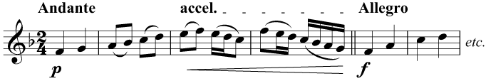 The tempo gradually gets faster until the double bar