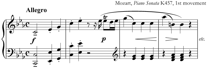 Music from a fast movement by Mozart